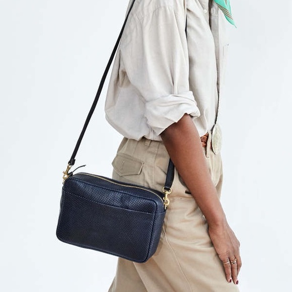 Clare V. Marisol Crossbody Bag Leather Perf Navy NWT Perforated - Picture 5 of 5
